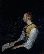 Gerard ter Borch the Younger Seated girl in peasant costume, probably Gesina (1631-90), the painter's half-sister.